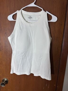 Classic White Ribbed Tank Top - Sleeveless Scoop Neck